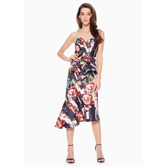 Parker Dresses & Skirts - NEW Parker Black Floral Strapless Wendy Midi Dress